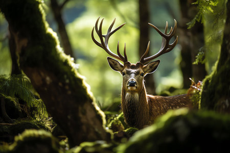 forest deer, AI generated imageの素材