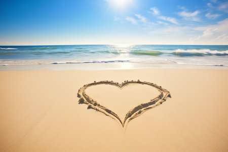 heart on a beach, AI generated imageの素材