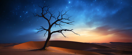 desert tree sunset, AI generated imageの素材