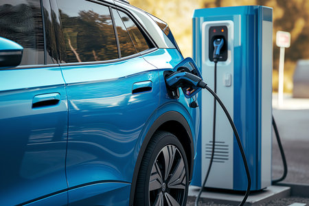 electric car charging, AI generated imageの素材