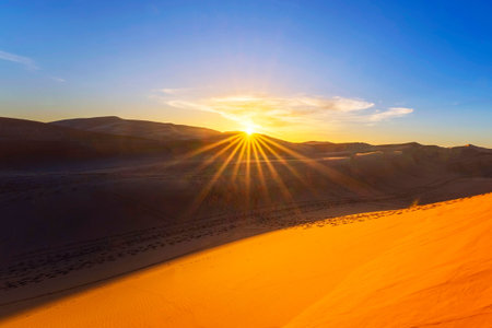 sunset on the dunes of Merzouga, Morocco