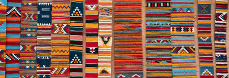 carpets in Ait Ben Haddou village, Morocoの写真素材