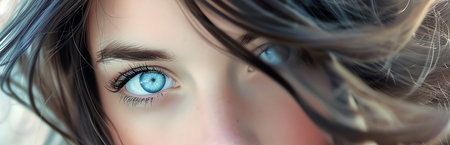 portrait of beautiful woman with clear blue eyes, AI generated imageの素材