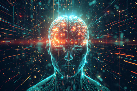 artificial intelligence visual concept, AI generated imageの素材