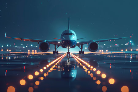 night flight plane, AI generated imageの素材