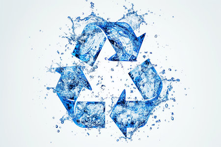 recycling water sign on white background, AI generated imageの素材