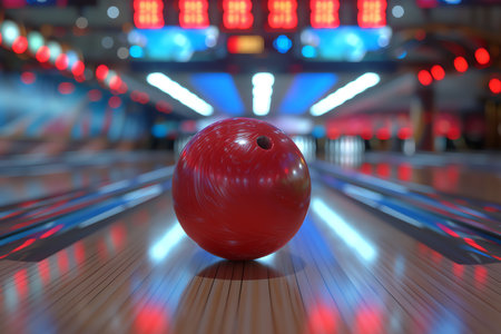 red bowling ball, AI generated imageの素材