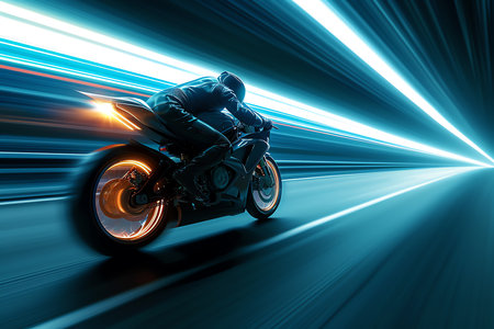 speeding motorbike concept, AI generated imageの素材