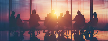 meeting at sunset, AI generated imageの素材