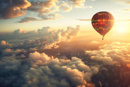 hot air balloon, AI generated imageの素材