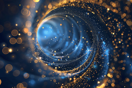 golden and blue whirlwind, AI generated imageの素材