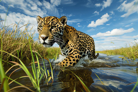 wild leopard, AI generated imageの素材