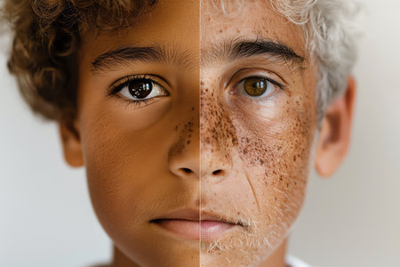 same young and old man face, AI generated imageの素材