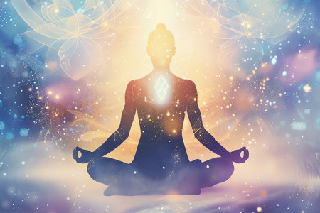 woman body in meditation concept, AI generated imageの素材