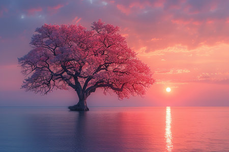 pink tree, AI generated imageの素材