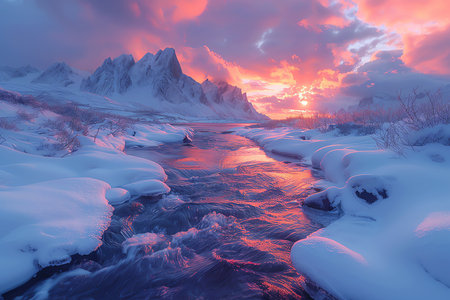 mountain stream, AI generated imageの素材