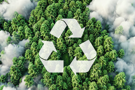 illustration of reforestation concept, AI generated imageの素材