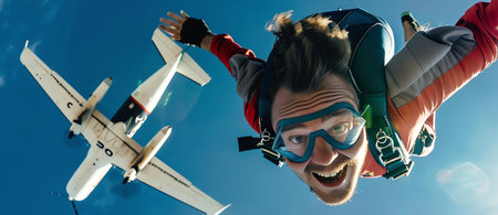 parachutist in the sky, AI generated imageの素材