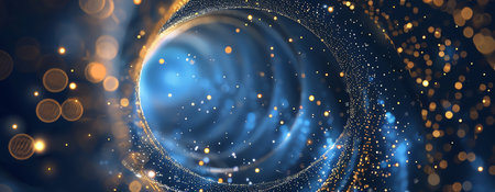 golden and blue whirlwind, AI generated imageの素材