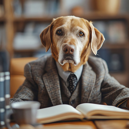 business dog, AI generated imageの素材