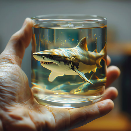 shark in glass of water, AI generated imageの素材