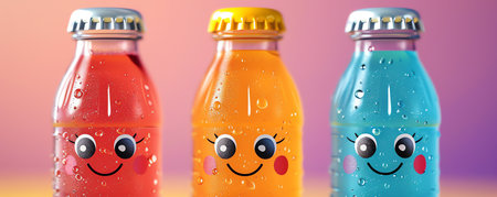juice bottles, AI generated imageの素材