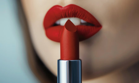 red lipstick, AI generated imageの写真素材