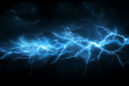 lightning on black background, AI generated imageの写真素材