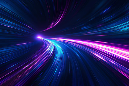 Abstract background with blue and purple lights, AI generated imageの写真素材
