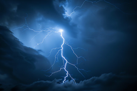 lightning on black background, AI generated imageの写真素材