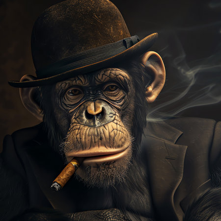 chimpanzee portrait, AI generated imageの素材
