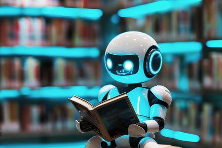 reading robot, AI generated imageの素材