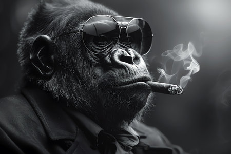 smoking gorilla, AI generated imageの素材