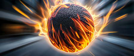 cannonball in flame, AI generated imageの素材