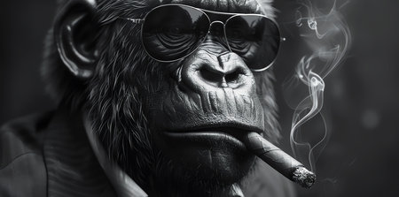 smoking gorilla, AI generated imageの素材