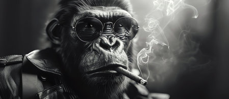 smoking gorilla, AI generated imageの素材