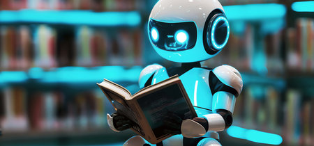 reading robot, AI generated imageの素材