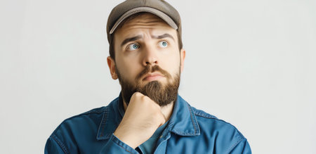 man looking doubtful and questioning, AI generated imageの素材