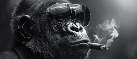 smoking gorilla, AI generated imageの素材