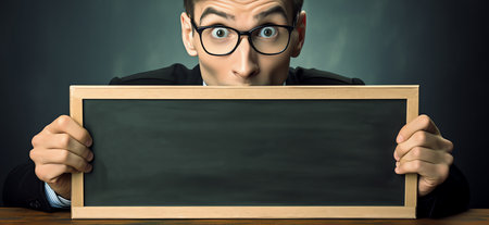 man with slate, AI generated imageの素材