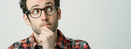 man looking doubtful and questioning, AI generated imageの素材