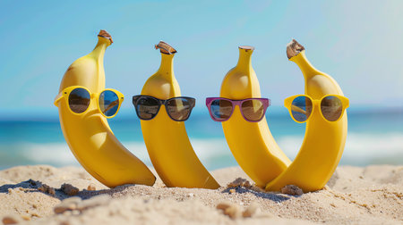 banana beach, AI generated imageの素材