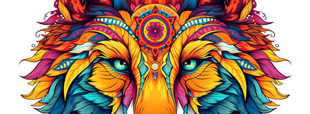 wolf mandala, AI generated imageの素材