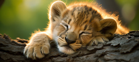 lion cub, AI generated imageの素材
