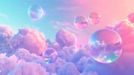 bubble sky, AI generated imageの素材