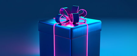 blue glowing gift, AI generated imageの素材