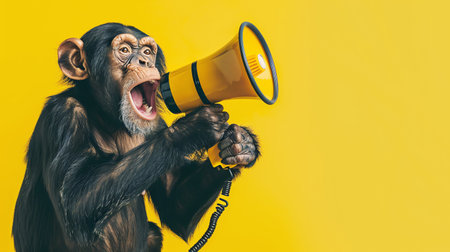 monkey with magaphone, AI generated imageの素材