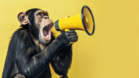 monkey with magaphone, AI generated imageの素材