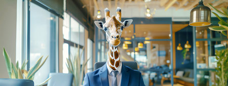 business giraffe, AI generated imageの素材