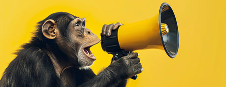 monkey with magaphone, AI generated imageの素材
